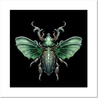 Emerald biomechanical beetle Posters and Art